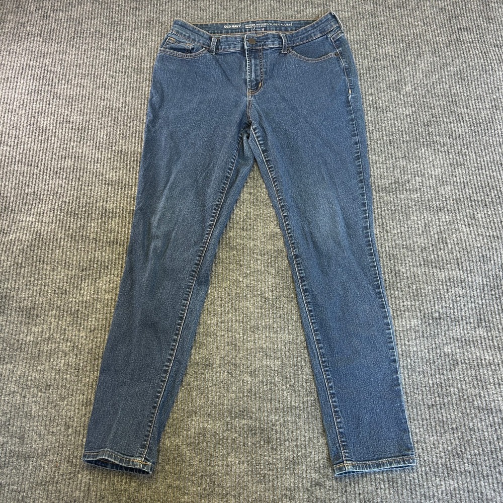 Old Navy Super Skinny Mid Rise Jeans Blue Medium Wash Womens 8 Regular 1195